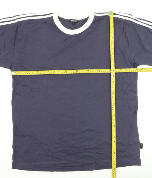 Originals Mens Blue Crew Neck Short Sleeve Striped T-Shirt L