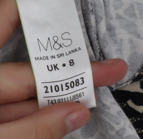 Additional view of Marks & Spencer Women's Beige Black Peplum Top, size 8