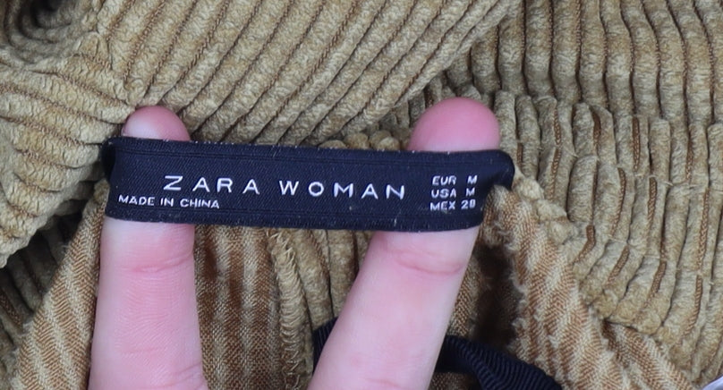 Zara Woman Mustard Corduroy Wide-Leg Trousers Size M