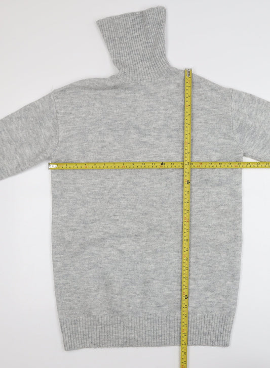 MNG Women's Grey Roll Neck Long Sleeve Knit Jumper XS
