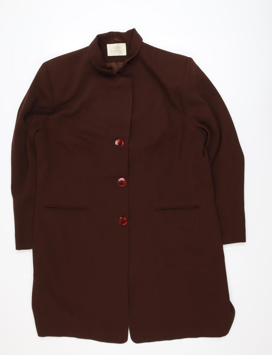 Additional front view of Ann Harvey Women Brown Long Sleeve Mid-Length Overcoat, size 18