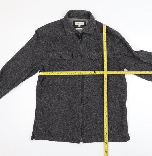 River Island Men's Grey Wool Blend Zip Jacket Medium