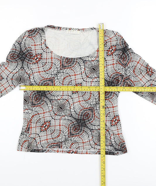 Precis Petite Women’s Multicoloured Geometric 3/4 Sleeve Stretch Blouse Size S