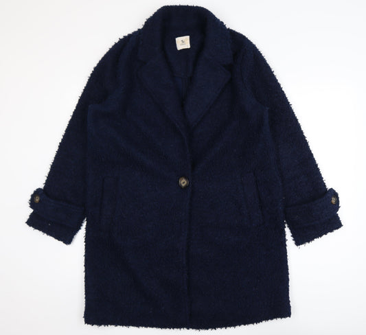 Tu Women Blue Mid-Length Overcoat Size 12 Lined Classic Style