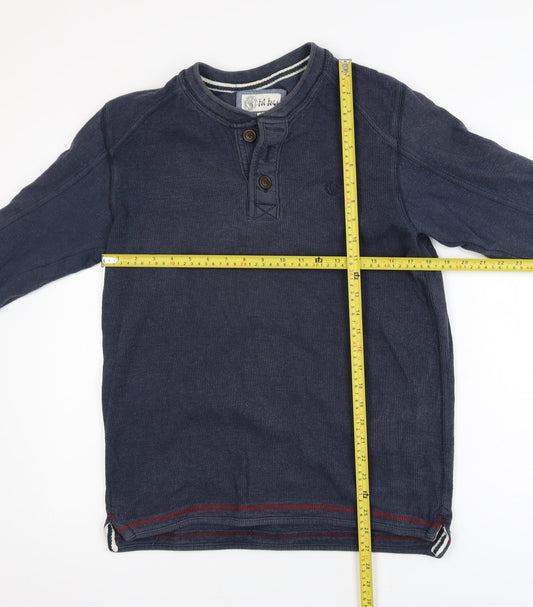 Fat Face Men's Blue Cotton Henley Jumper M Long Sleeve Casual