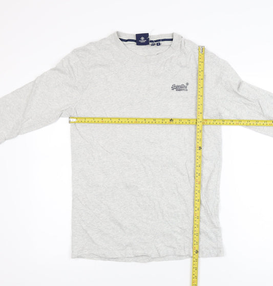 Superdry Men's Grey Long Sleeve Cotton Crew Neck T-Shirt Size S