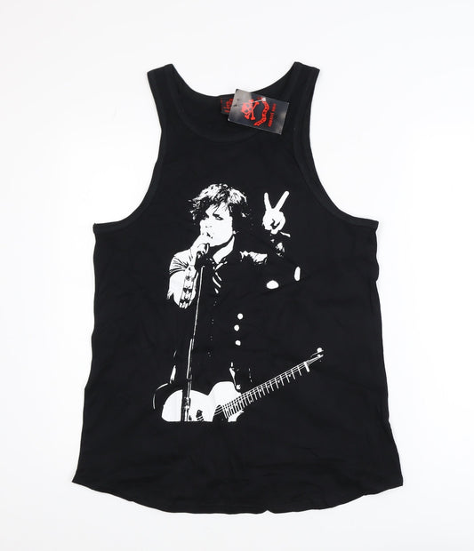 Death Kitty Men's Black Graphic Rock Cotton Tank Top M