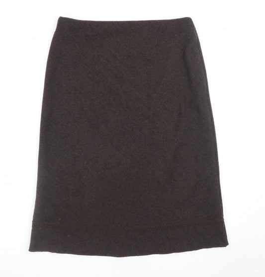 Marks and Spencer Women Brown Wool Blend Knee Length Pencil Skirt Size 12