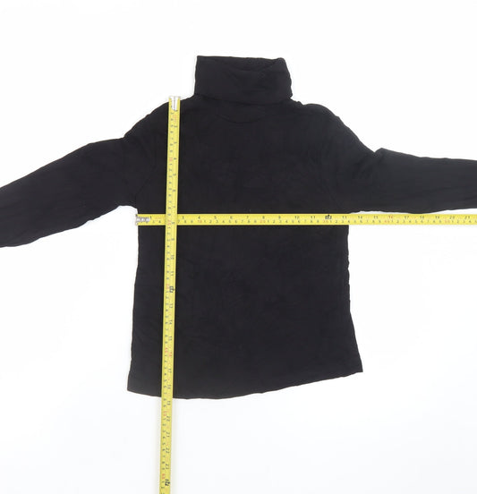 ZARA Women Black Roll Neck Long Sleeve Jersey Top Size 12