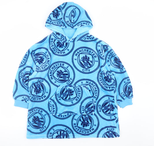 Manchester City Boys Blue Fleece Hooded Robe S Warm Winter Nightwear