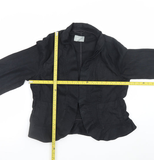 Marks and Spencer Per Una Women's Black Linen Blend Blazer Size 18