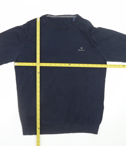 GANT Men's Blue Cotton Crew Neck Pullover Jumper M