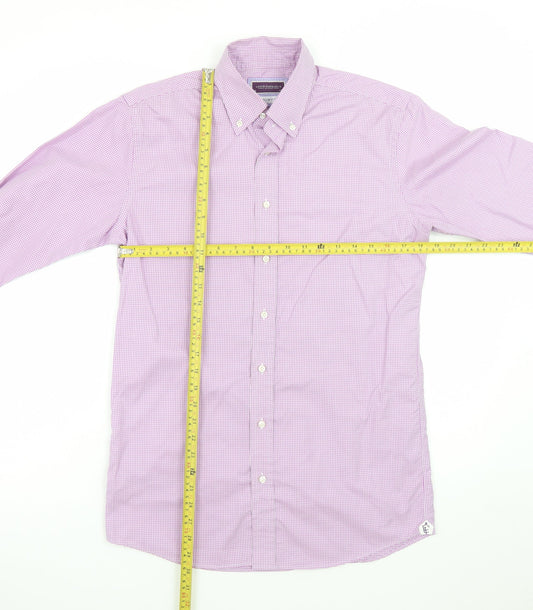 Louis Copeland & Sons Men's Pink Check Slim Fit Dress Shirt 15.5 39