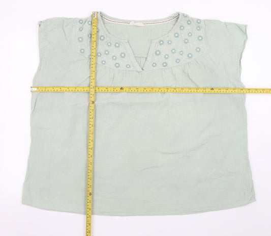 Autonomy Women's Green Cotton Embroidered Tunic Blouse Size 22