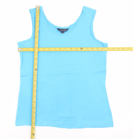 Lands' End Women Blue Tank Top Size 6-8 Cotton Sleeveless Summer Casual