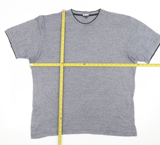 Jaeger Men’s Grey Striped Cotton Crew Neck T-Shirt XL