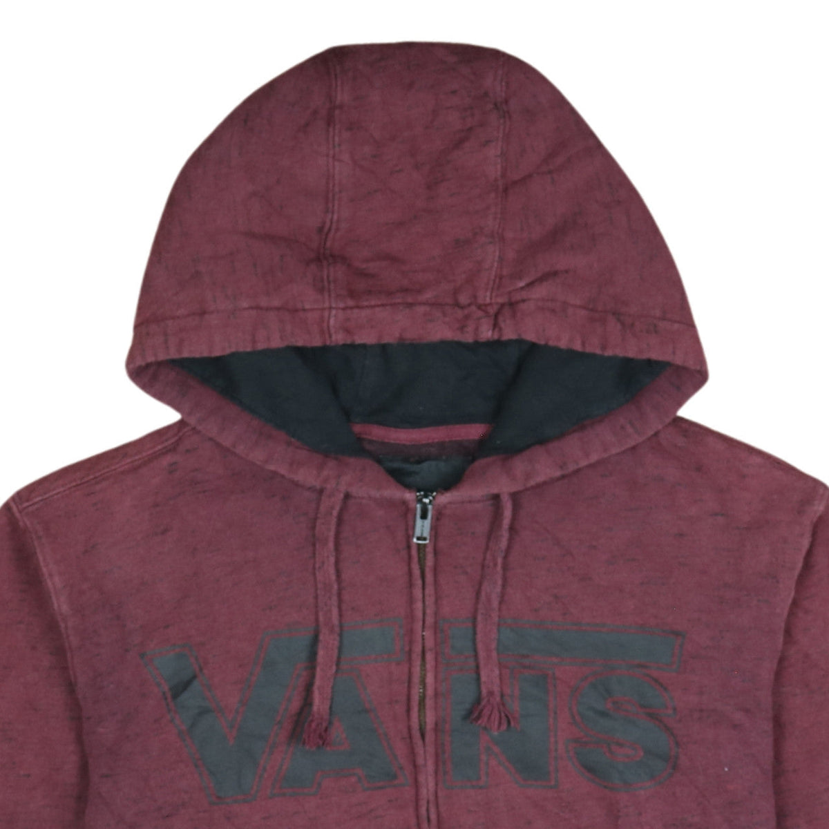 Brand and care label for Vans men’s red full zip logo hoodie small regular fit