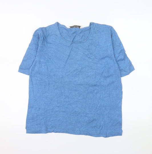 Additional front view of Jaeger Women's Blue 100% Cotton Short Sleeve Basic T-Shirt Medium
