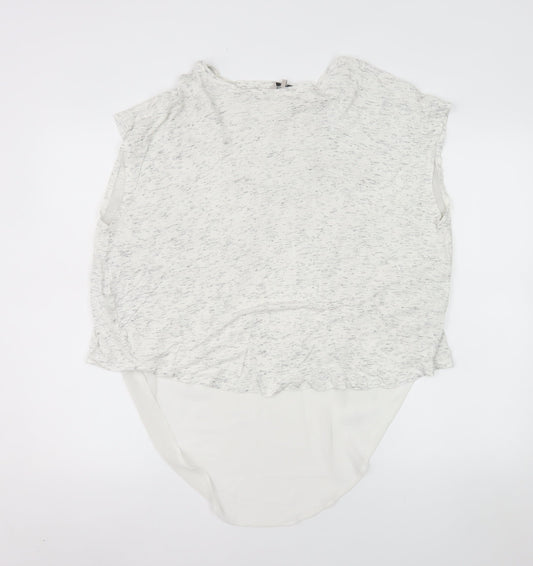 Great Plains Women White Sleeveless Tunic Blouse M