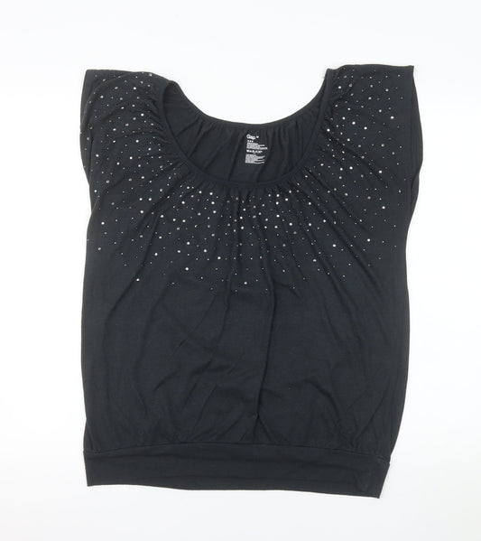 Gap Womens Black Rhinestone Scoop Neck Sleeveless T-Shirt Size M