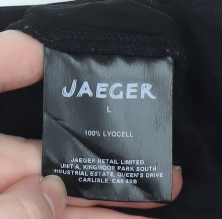 Jaeger Women's Black Lyocell Tunic Top Size L Round Neck 3/4 Sleeve