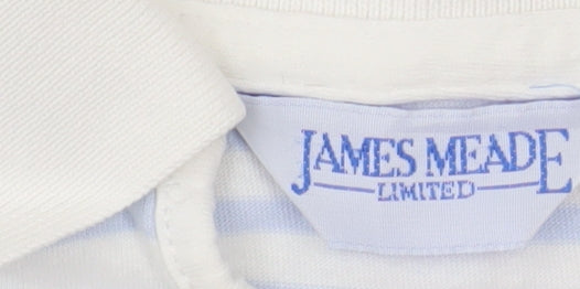 Additional view of James Meade Women Blue White Striped Cotton Polo Shirt M