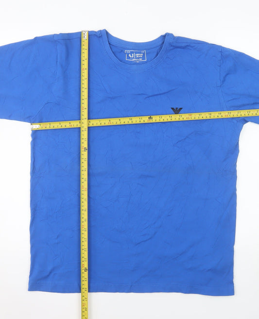 Armani Jeans Men's Blue Crew Neck Short Sleeve T-Shirt XL Cotton