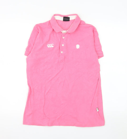 Canterbury Womens Pink Polo Shirt Size 16 Cotton Stretch Casual Top