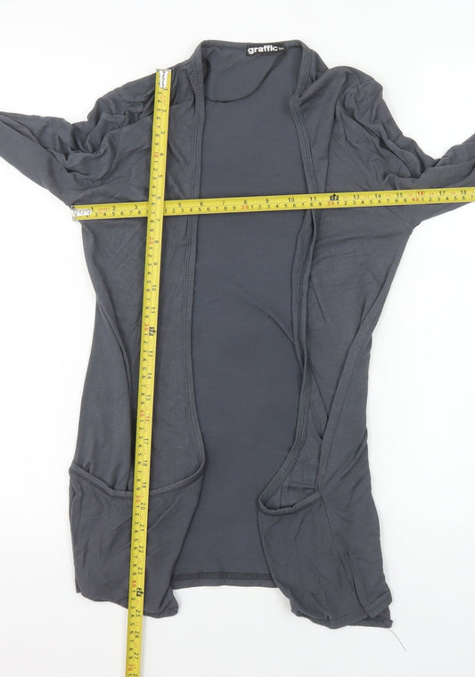 Graffic Women’s Grey Jersey Open Front Coatigan Size S