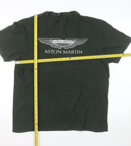 Gildan Men’s Green Aston Martin Logo Cotton T-Shirt Size L
