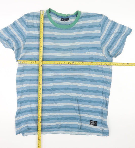 Paul Smith Jeans Men's Blue Striped Cotton Crew Neck T-Shirt Size S