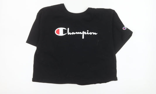 Champion Women's Black Cropped T-Shirt Small