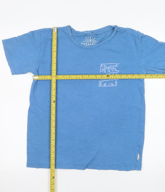 Passenger Men's Blue Graphic Outdoor Hemp Cotton T-Shirt Size S