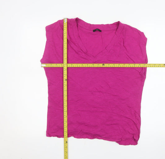 M&Co Women’s Pink V-Neck Sleeveless Jersey T-Shirt Size 14