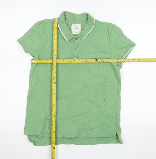 American Eagle Outfitters Men's Green Classic Fit Polo Shirt Size M