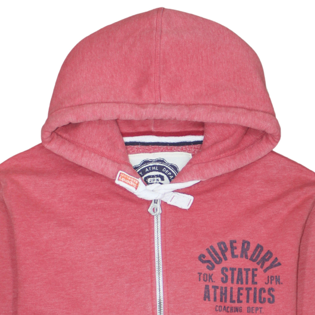 Superdry Men's Red Full Zip Hoodie XL Athletic Print
