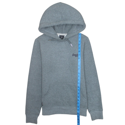 Superdry Women Grey Hoodie Pullover UK 10 Hooded Logo Casual
