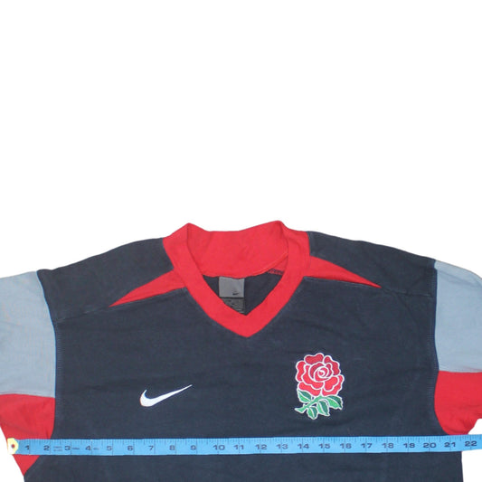 Nike Men Blue England Rugby Long Sleeve Jersey T-Shirt Size L