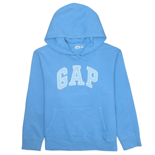 Additional front view of Gap Women Blue Pullover Hoodie Medium Cotton Blend Lined Casual
