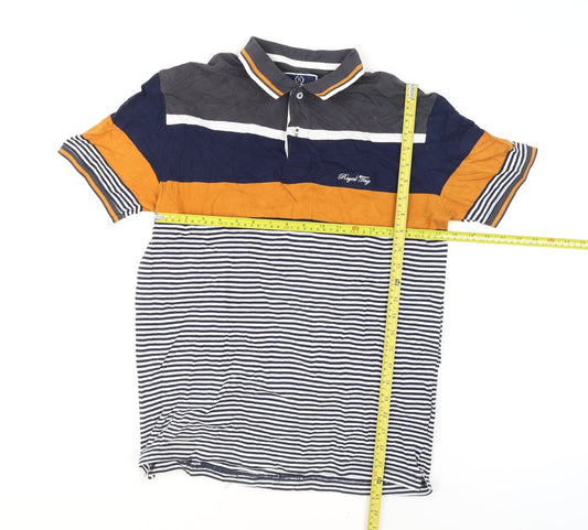 Royal Tag Men's Multicoloured Slim Fit Striped Polo Shirt M