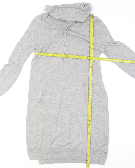 Beacon Cove Women Grey Cowl Neck Tunic Jumper Size 10 Long Sleeve Knit