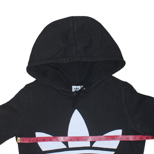 Adidas Women's Black Logo Pullover Hoodie Size 8 Regular Fit