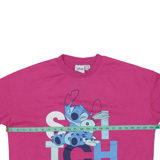 Disney Women Pink Stitch Sweatshirt Size M Graphic Pullover