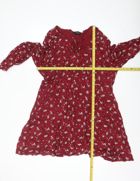 Yours Women Red Floral A-Line Knee Length Dress Size 22-24