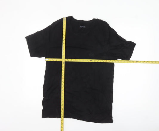 Hugo Boss Men's Black Cotton Crew Neck Regular Fit T-Shirt L