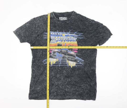 Back to the Future Men's Black Graphic Print Medium T-Shirt
