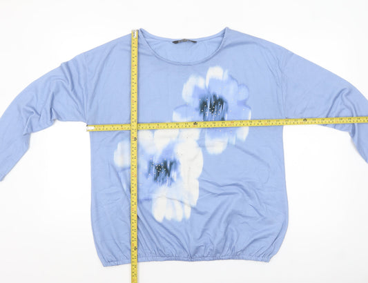 Bonmarché Women’s Blue Floral Tunic Blouse Size 14 Polyester