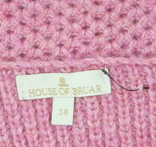 House of Bruar Women’s Pink Wool Blend Chunky Knit V-Neck Cardigan Size 10