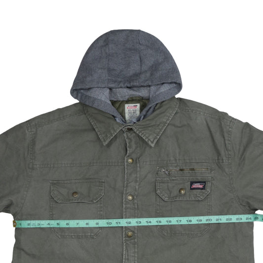 Dickies Men's Green XL Hooded Shirt Jacket Workwear Style