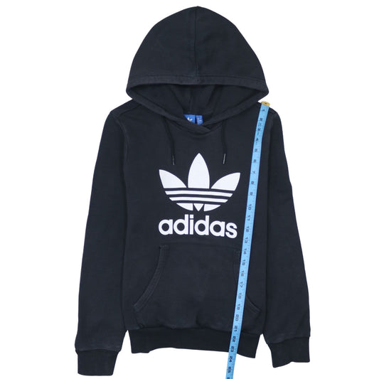 Adidas Women Black Hoodie UK 12 Pullover Hooded Sweatshirt